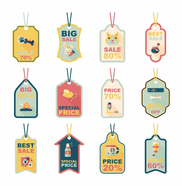 Pet tag flache banner design hintergrund set, eps10 — Stockvektor