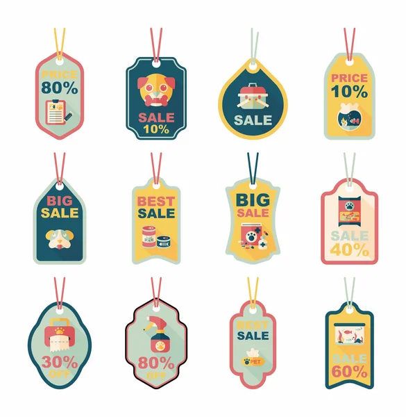 Pet tag flache banner design hintergrund set, eps10 — Stockvektor