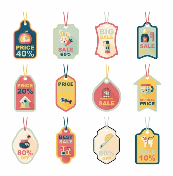 Pet tag flache banner design hintergrund set, eps10 — Stockvektor