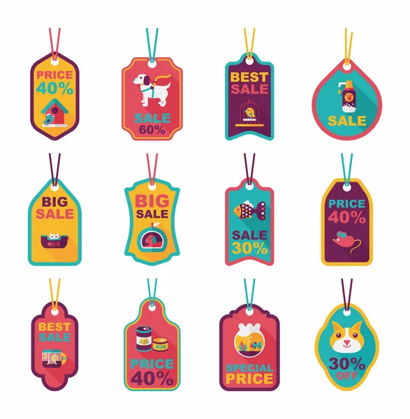 Pet tag flache banner design hintergrund set, eps10 — Stockvektor