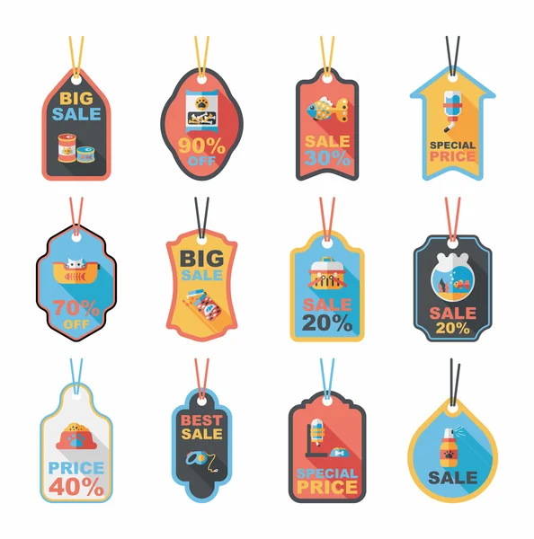 Pet tag flat banner design fundo conjunto, eps10 — Vetor de Stock