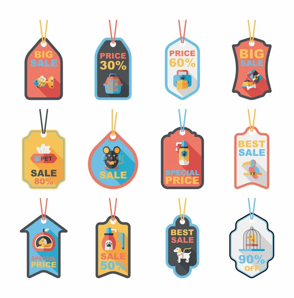 Pet tag flache banner design hintergrund set, eps10 — Stockvektor