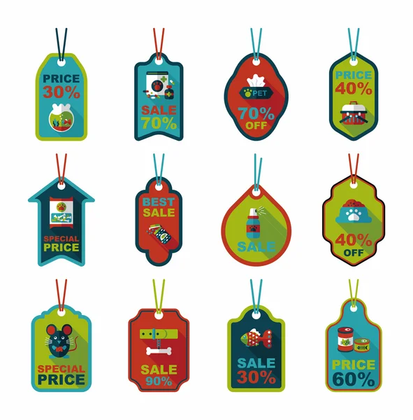 Pet tag flache banner design hintergrund set, eps10 — Stockvektor