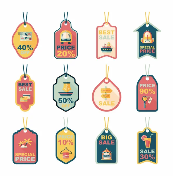 Travel tag platt banner bakgrund set, eps10 — Stock vektor