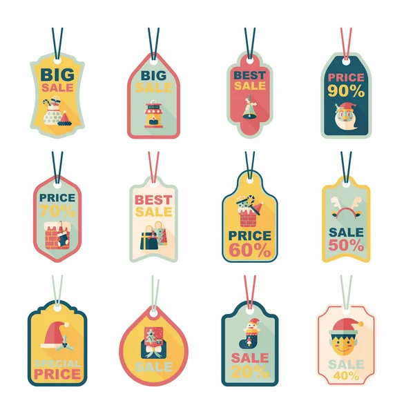 Christmas tag platt banner bakgrund set, eps10 — Stock vektor