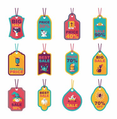 Cadılar Bayramı etiketi afiş düz arka plan ayarlamak, eps10