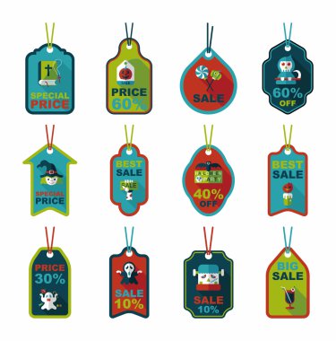 Cadılar Bayramı etiketi afiş düz arka plan ayarlamak, eps10