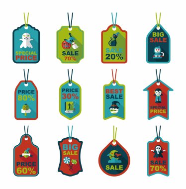 Cadılar Bayramı etiketi afiş düz arka plan ayarlamak, eps10