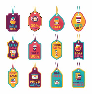 Kahve etiketi düz afiş arka plan ayarlamak, eps10