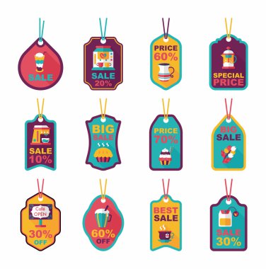 Kahve etiketi düz afiş arka plan ayarlamak, eps10