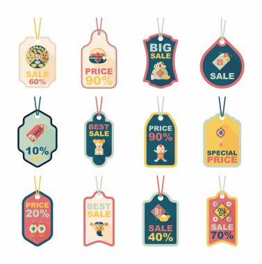 Çin yeni yılı etiketi düz afiş arka plan ayarlamak, eps10