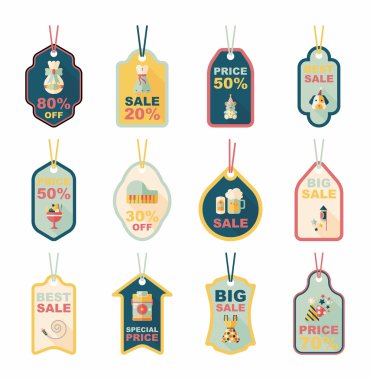 Doğum günü etiketi düz afiş arka plan ayarlamak, eps10