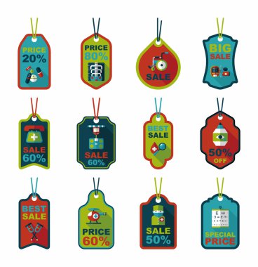 Hastane etiketi düz afiş arka plan ayarlamak, eps10