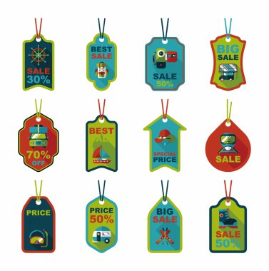 Seyahat etiketi düz afiş arka plan ayarlamak, eps10