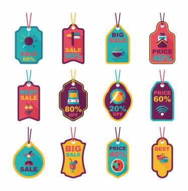 Seyahat etiketi düz afiş arka plan ayarlamak, eps10