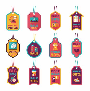 Hastane etiketi düz afiş arka plan ayarlamak, eps10