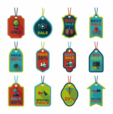 Hastane etiketi düz afiş arka plan ayarlamak, eps10