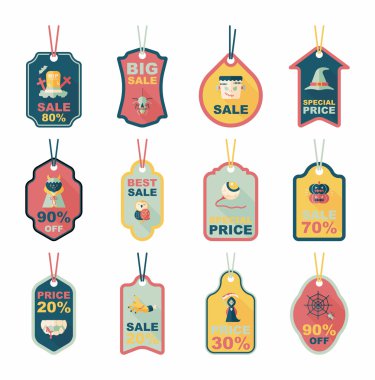 Cadılar Bayramı etiketi afiş düz arka plan ayarlamak, eps10