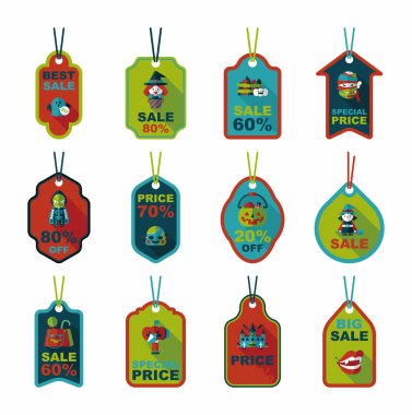 Cadılar Bayramı etiketi afiş düz arka plan ayarlamak, eps10