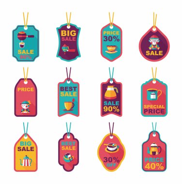 Kahve etiketi düz afiş arka plan ayarlamak, eps10