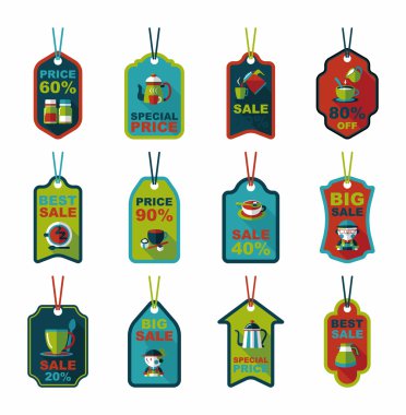 Kahve etiketi düz afiş arka plan ayarlamak, eps10