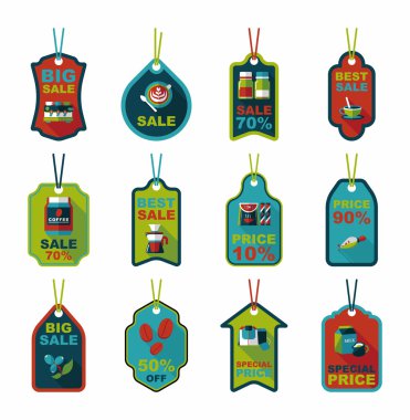 Kahve etiketi düz afiş arka plan ayarlamak, eps10