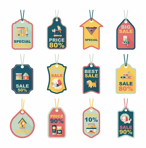 Pet tag flache banner design hintergrund set, eps10 — Stockvektor