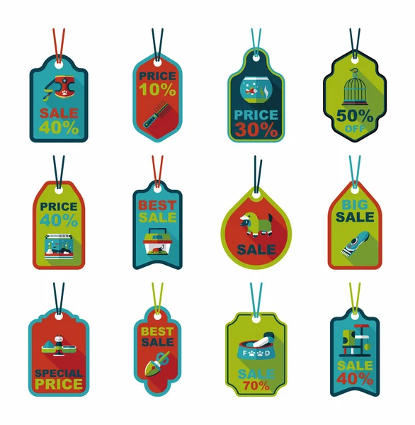 Pet tag flache banner design hintergrund set, eps10 — Stockvektor