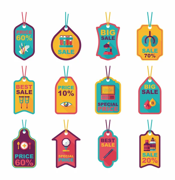 Ensemble de bannière plate d'étiquette d'hôpital, eps10 — Image vectorielle
