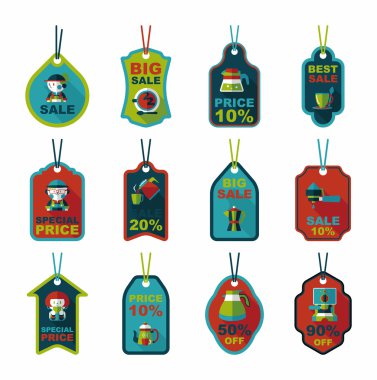 Kahve etiketi düz afiş arka plan ayarlamak, eps10