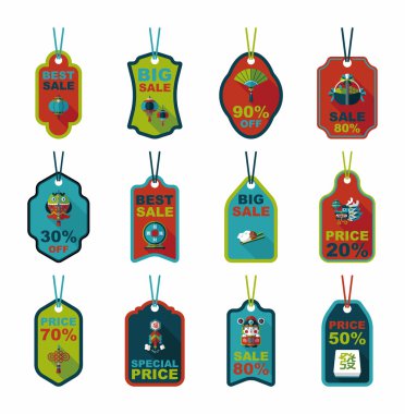 Çin yeni yılı etiketi düz afiş arka plan ayarlamak, eps10