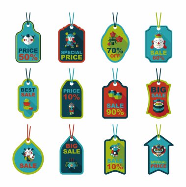 Çin yeni yılı etiketi düz afiş arka plan ayarlamak, eps10