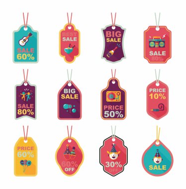 Doğum günü etiketi düz afiş arka plan ayarlamak, eps10