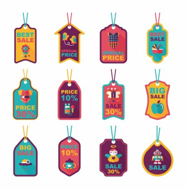 Bebek etiketi afiş tasarım düz arka plan ayarlamak, eps10