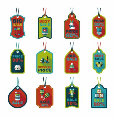 Bebek etiketi afiş tasarım düz arka plan ayarlamak, eps10