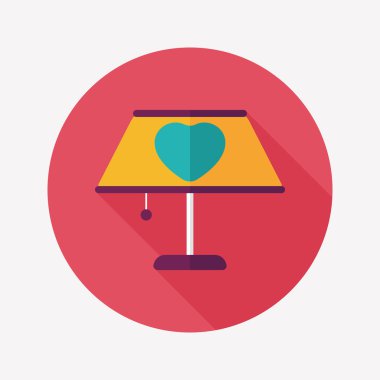 Sevgililer günü kalp lamba düz simgesi ile uzun gölge, eps10