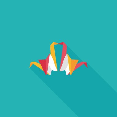 Sevgililer sevgilisi kağıt kuş düz simgesi ile uzun gölge, eps1