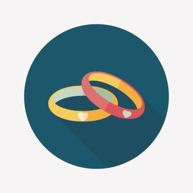 Sevgililer günü çift bilezik düz simgesiyle uzun gölge, eps10