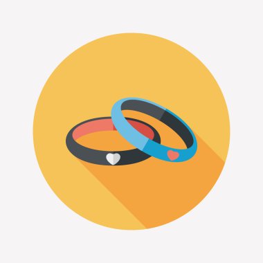 Sevgililer günü çift bilezik düz simgesiyle uzun gölge, eps10