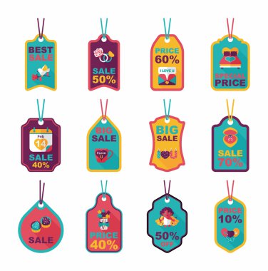 Sevgililer günü etiketi afiş düz tasarım arka plan ayarlamak, eps10