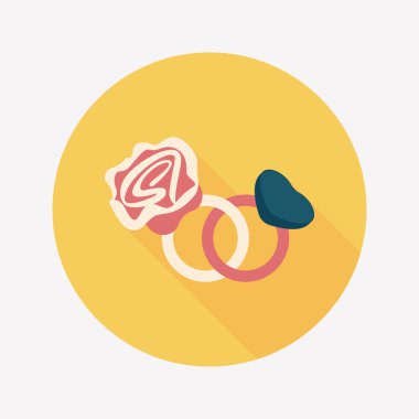 Sevgililer günü elmas yüzük düz simgesiyle uzun gölge, eps10