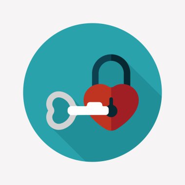 Sevgililer sevgilisi kilit düz simgesi ile uzun gölge, eps10