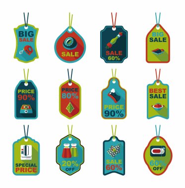 Mutfak eşyaları etiketi düz afiş arka plan ayarlamak, eps10