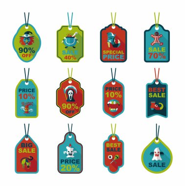 Cadılar Bayramı etiketi afiş düz arka plan ayarlamak, eps10