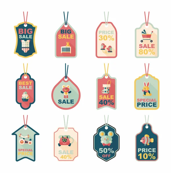 Baby Tag Banner Design flachen Hintergrund-Set, eps10 — Stockvektor