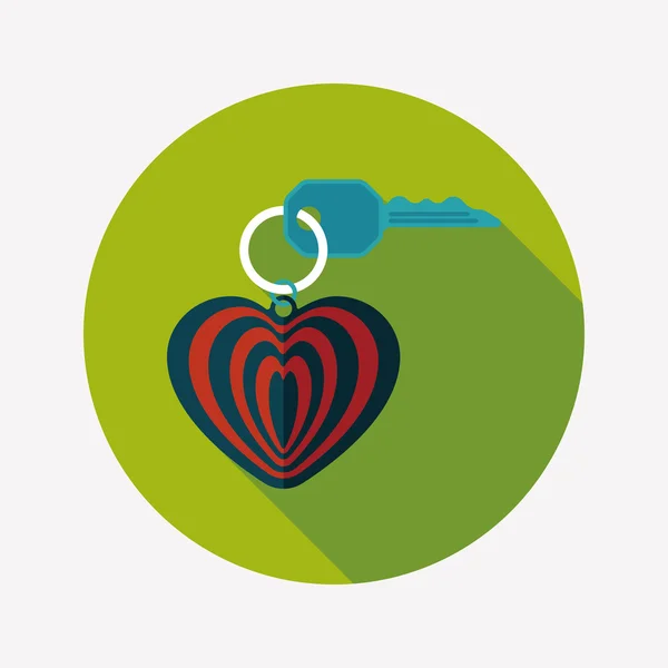 Porte-clés amoureux de la Saint-Valentin icône plate avec ombre longue, eps10 — Image vectorielle