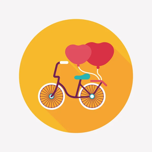 Dia dos Namorados amor coração casal andar de bicicleta plana ícone com —  Vetores de Stock