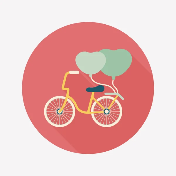 情人节那天爱的心夫妇骑自行车平带图标 — 图库矢量图片