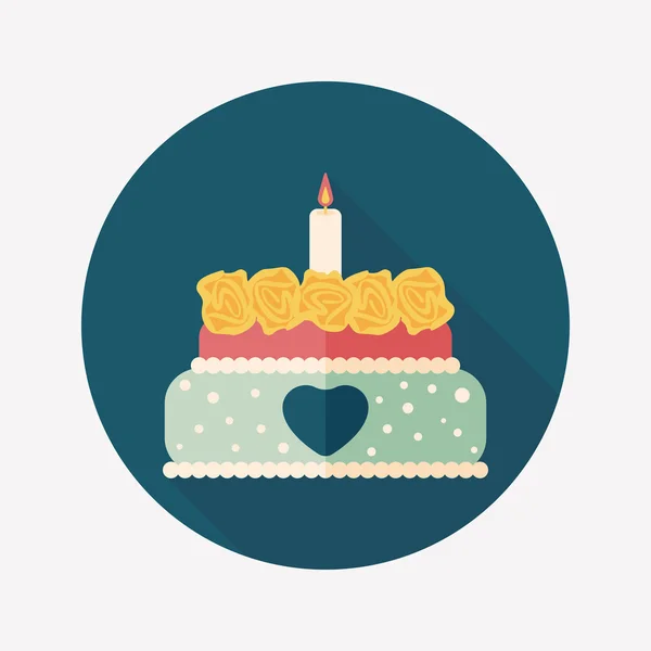Gâteau Saint-Valentin icône plate avec ombre longue, eps10 — Image vectorielle