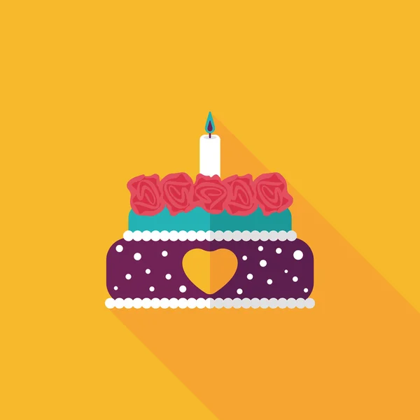 Aftelkalender voor Valentijnsdag cake platte pictogram met lange schaduw, eps10 — Stockvector